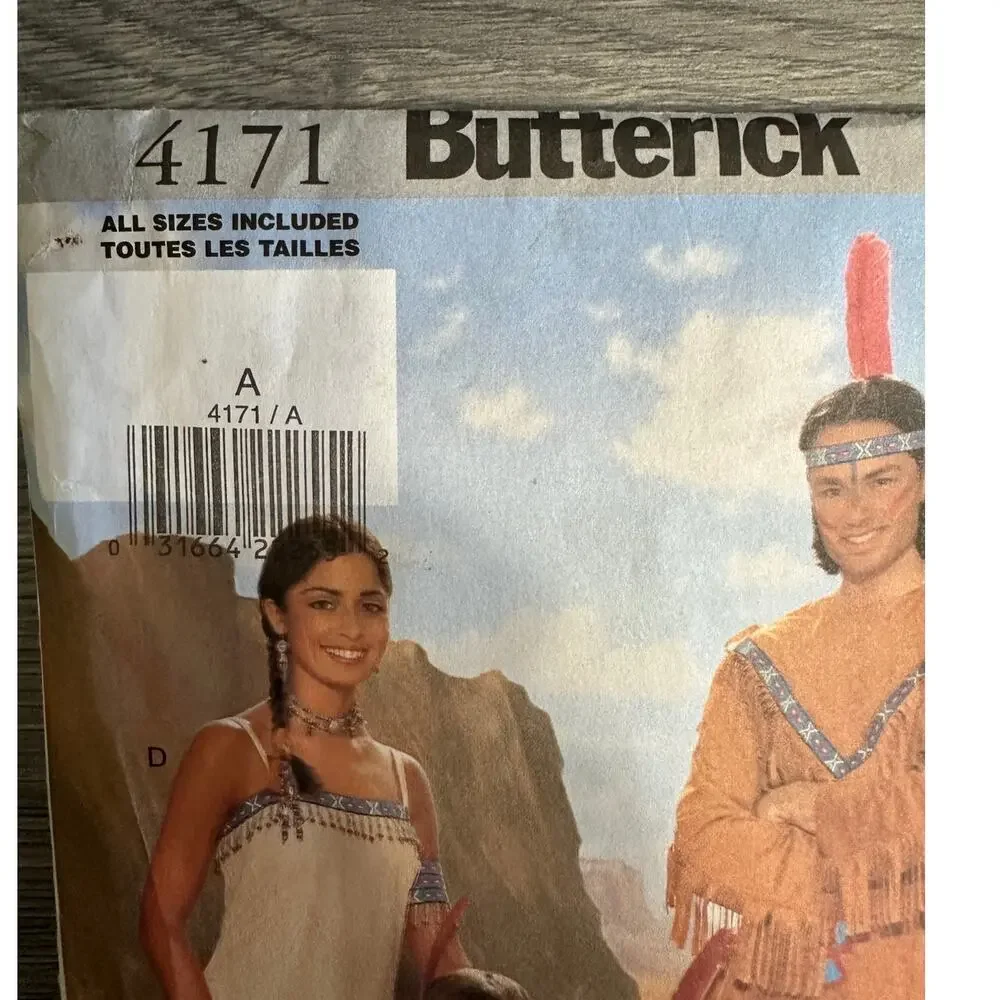 Butterick Pattern Costume American Indian Indigenous 4171 Adult Child UNCUT